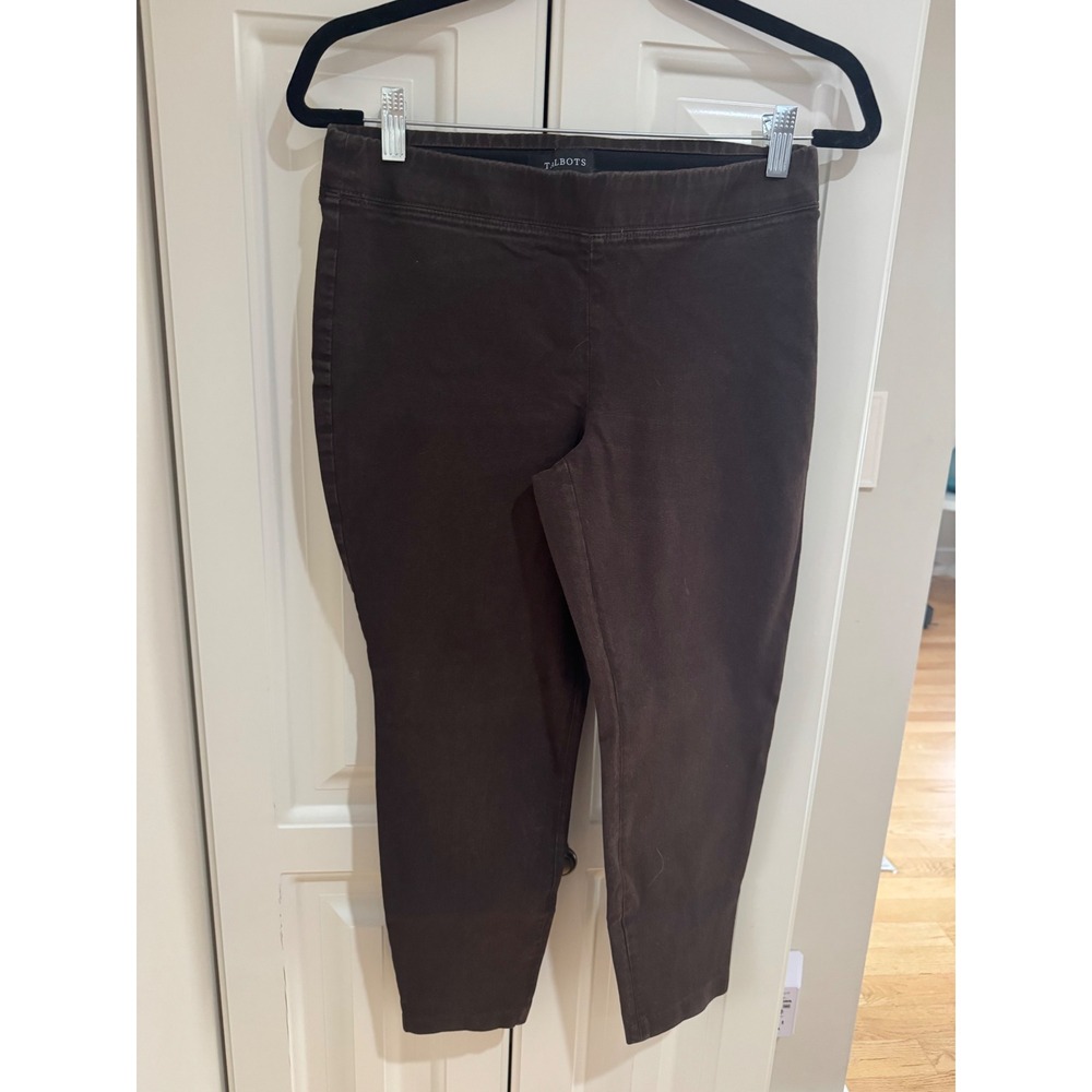Talbots Womens Curvy Fit Skinny Ankle Pull On Pants Brown Size 6P EUC‎ Stretch
